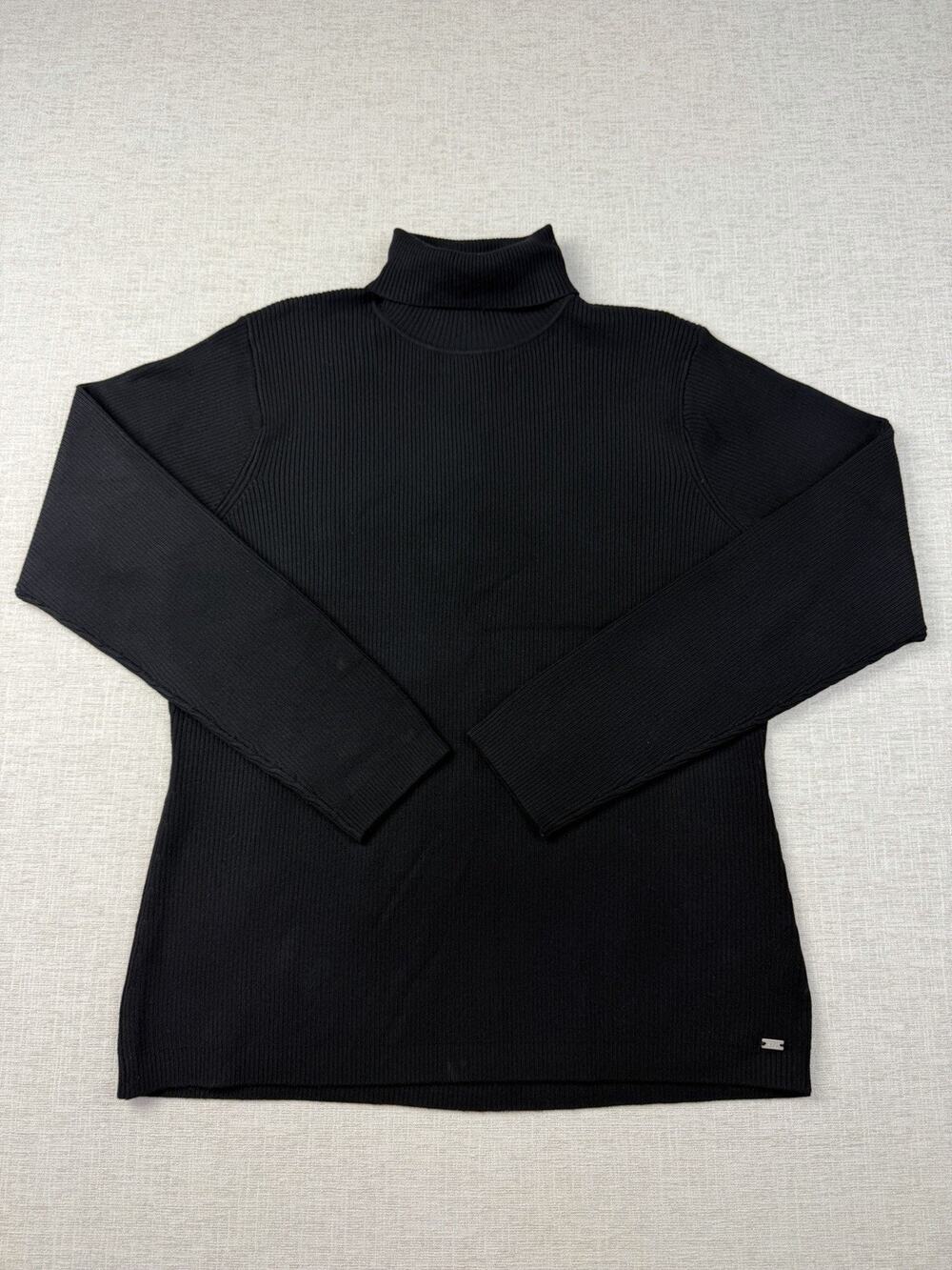 FDJ French Dressing Jeans Womens XL Black Rib Knit Turtleneck Sweater NWT
